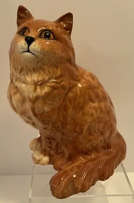 Buy Vintage Large Beswick Seated Persian Cat Kitten Ginger Gloss Figurine England 8” • 57.63£