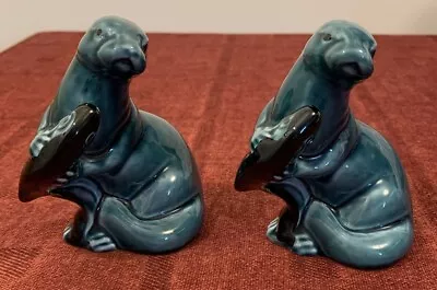 Buy 2 Poole Pottery Otters With Fish App 11.5cm Tall • 8£