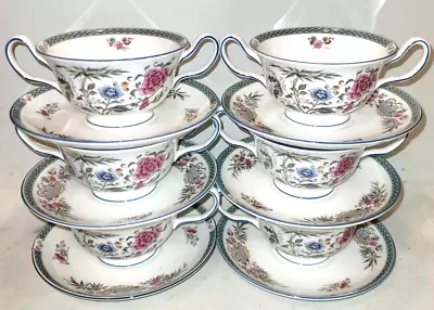 Buy 6x Wedgwood Kingston Two Handled Soup Coupes Bowls And Saucers • 84.99£