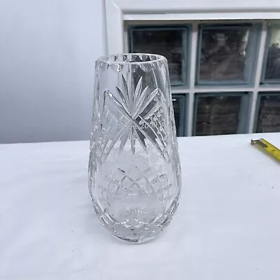 Buy Vintage Crystal Clear Glass Flower Vase Etched Buildings 2000 • 16.99£