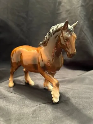Buy Rare Vintage Glazed Large Vintage Pottery Horse 5.5  Height Brown And White  • 30£