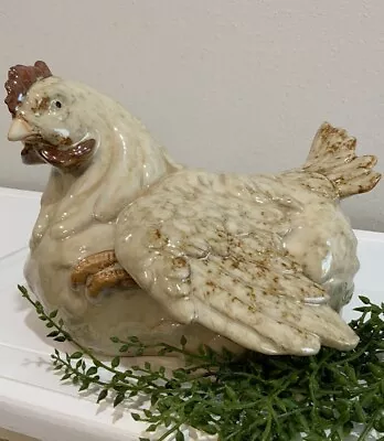 Buy Vtg Ceramic Glazed Cream Sitting Chicken Hen Sculpture Figurine Decoration • 37.95£