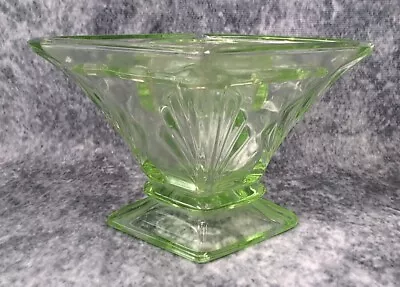 Buy Bagley #3180 Art Deco VintageGreen Glass 'Spinette' Vase Diamond Shaped Vintage • 12.99£