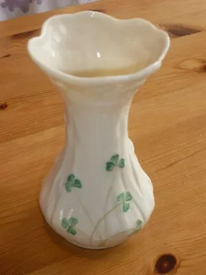 Buy Vintage Belleek Irish Porcelain Vase With Shamrock Design, 15 Cm High, VGC • 10£