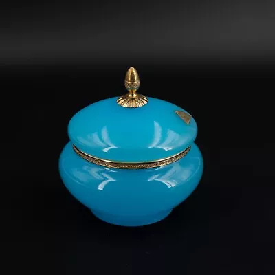 Buy Antique Opaline Glass Box Robin Egg Blue French Ormolu Brass Jewellery Candy • 180.96£