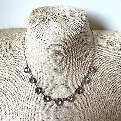 Buy ANTIQUE Rainbow Glass Necklace ART DECO Iris Czech COLLAR LENGTH C 1920s VINTAGE • 48£