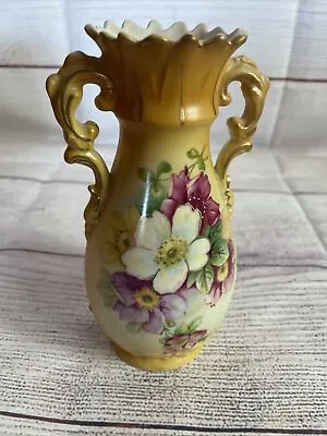 Buy Vintage Austrian Bud Vases With Flowers Double Handles 6” • 33.19£