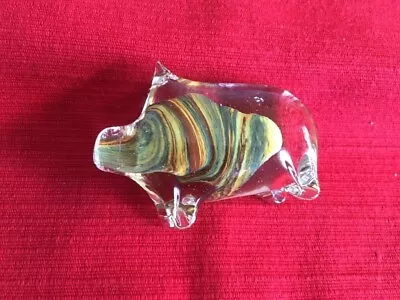 Buy A Blown Glass Small Pig - Multi Coloured • 3.99£