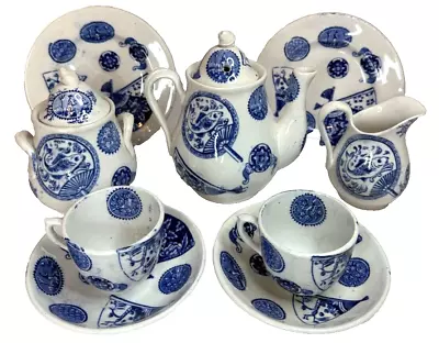 Buy C 1870 Allerton Childs Cobalt Blue ‘PERSIA’ Tea Set,  Miniature Staffordshire • 308.34£