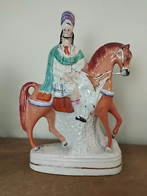 Buy Antique Victorian Staffordshire Flatback Figure, Scottish Huntsman On Horse 38cm • 39.95£