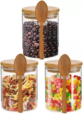 Buy Glass Jars With Airtight Lid And Spoon, Glass Food Storage Jars Containers, Oats • 19.72£