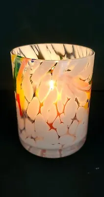 Buy Glass Hurricane Confetti White And Multi- Color Candle Holder - Contemporary 4.5 • 21.85£