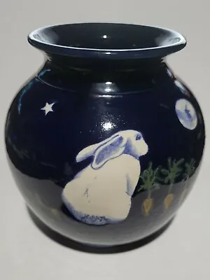 Buy Karen Howell Blue Rabbit Moon Pottery Vase  *PREFECT CONDITION* Signed And Dated • 337.04£