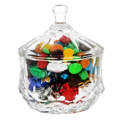 Buy Glass Sweet Bowl Sugar Jar With Lid Candy Container Dish Round Decorative Weding • 6.75£