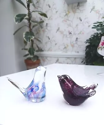 Buy 2 X Langham Glass Hand Blown Bird Figurines - Beautiful Condition • 18£