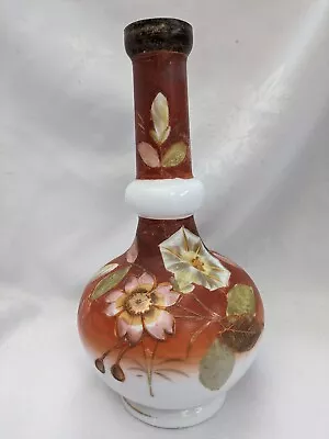 Buy Victorian Decorated Glass Vase. Lined. Bohemian. • 20£