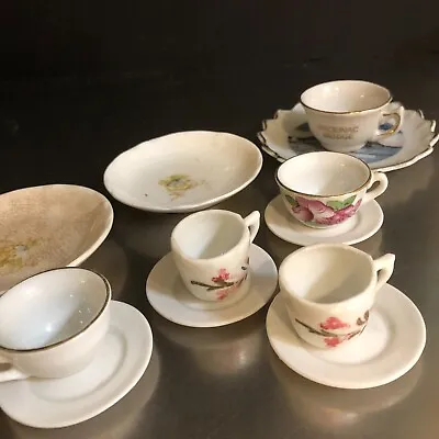 Buy Miniature Tea Cups Saucers Vintage Set 12 Mixed Lot Hand Painted Porcelain Doll • 9.60£