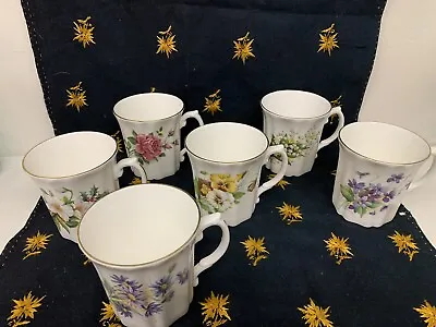 Buy Royal Grafton Fine Bone China Tea Cup Mug Sweet Violets England Vintage Set Of 6 • 85.35£
