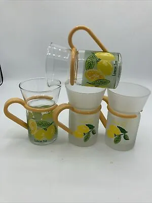 Buy Set Of 4 Glass Mugs Cups By Inspiration. Glass Vintage Cafe Lemon Tea  Mugs • 25£