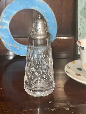 Buy Vintage Cut Glass Sugar Shaker Silver Plate Lid • 4.99£