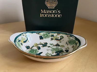 Buy Masons Ironstone Green Chartreuse Pattern Oval Trinket Snack Dish With Box 16cm • 9.99£