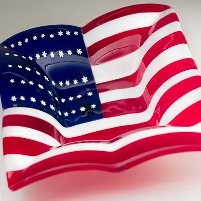 Buy Stars & Stripes Phoenician Glass Bowl, Malta USA United States Of America Flag • 47.89£