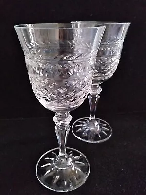 Buy Set Of 2 Galway Crystal White Wine Glasses Leah Pattern 6-5/8 H • 28.44£