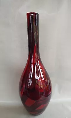 Buy Large Hand Blown Red With Black Trails Glass Statement Vase 16.25  Tall • 20£