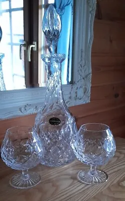 Buy Royal Brierley Braemar Cut Crystal Glass Decanter And 2 Brandy Glasses.  New  • 25£