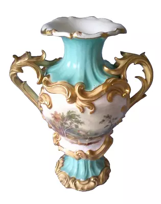 Buy Minton? Rococo Revival Vase Circa 1820 Handpainted Flowers & Castle Scene Unmark • 350£
