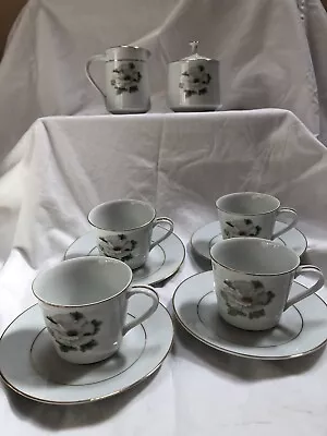 Buy RC Japan Floral Pattern 4 Tea Cups & Saucers With Milk Jug & Sugar Pot • 20£