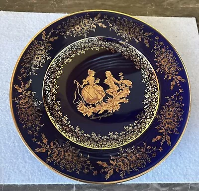 Buy Limoges 22k Castel Cobalt Blue And Gold 8.5”Decorative Porcelain Plate.France • 23.97£