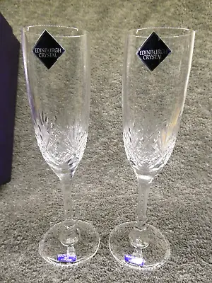 Buy 2 X Edinburgh Crystal Kingston Champagne Flutes -8 1/4  Tall - 1st Quality • 24.99£