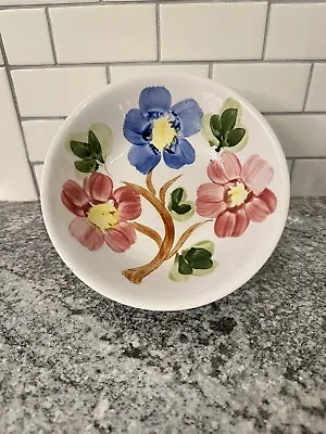 Buy Hand Painted Ironstone Ware Bowl Blue Red Floral Flowers Vintage 1960 Japan 7 In • 9.44£