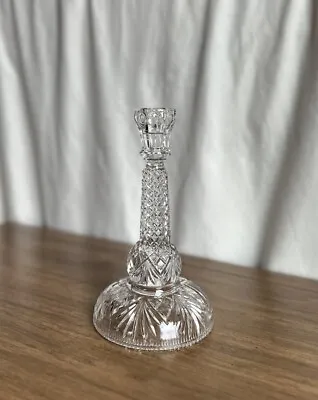 Buy Tall Crystal Clear Cut Glass Single Candlestick Holder  • 19£