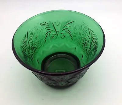 Buy Anchor Hocking Depression Glass Footed Bowl Dessert Cup Emerald Forest Green • 14.22£