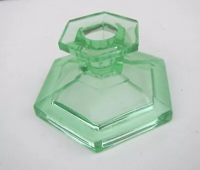Buy Vintage Mid-Century Green Glass Candlestick Holder • 5.99£