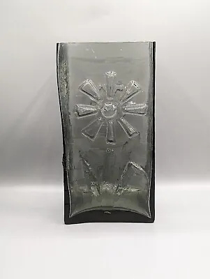 Buy Dartington Glass Frank Thrower Midnight Square Moulded Vase Rare Design 1967 • 105£
