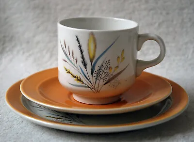 Buy Vintage Barratts Stoneware Tea Trio Set Cup Saucer Plate Yellow Grain Rye Wheat • 4£