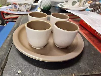 Buy Vintage Poole Pottery Twin Tone Egg Cups With Tray • 9.99£