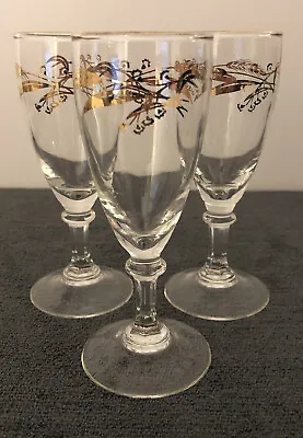 Buy 1950 S Libbey Champagne Flutes Golden Wheat X 3 • 12.42£