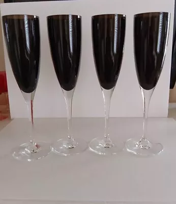 Buy Champagne Glasses Beautful Chic Black Flutes Set Of Four • 19.95£