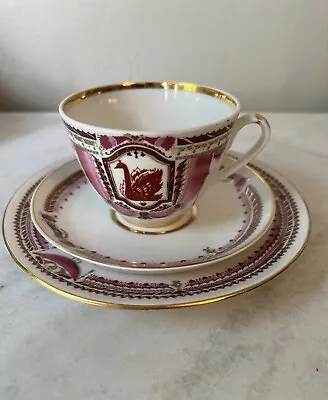 Buy Lomonosov USSR Swan Princess Red Bone China Teacup W/Saucer Dessert Plate Rare • 49.26£