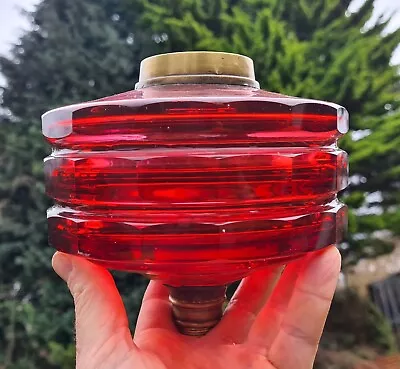 Buy Original Victorian Cranberry Ruby Facet Cut Glass Oil Lamp Font 6.25  / 15.875cm • 175£