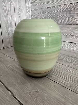 Buy Shelley Art Deco Vase Green Striped 6  Tall Textured Antique 1930's • 24.99£