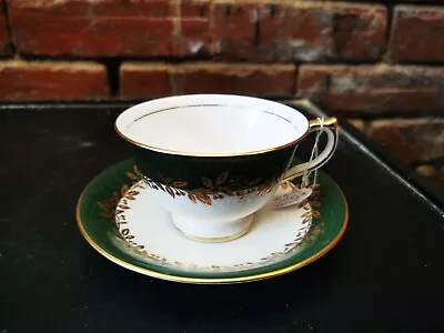 Buy Aynsley China Fruit Cup And Saucer, Forest Green Border With Gold, Pattern 2966 • 34.99£