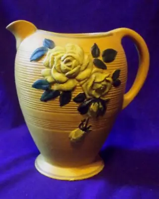Buy 8” Vtg 1930s Floral Roses 'Brentleigh Ware—Kensington’ YELLOW Pitcher Jug / Vase • 25£