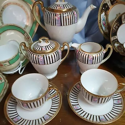 Buy Elegant Noritake Coffee Or Tea  Set In Beautiful Stripe Design • 159.99£