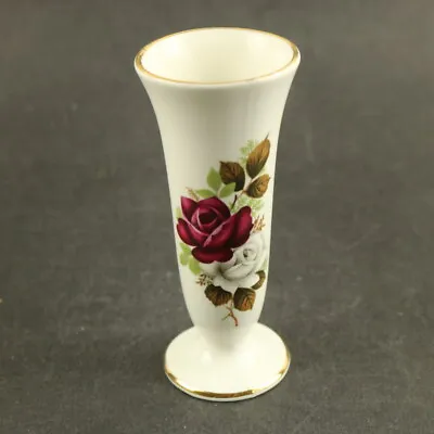 Buy James Kent Old Foley Trumpet Shaped Vintage Bud Vase Red & White Rose 6  Tall • 3.50£