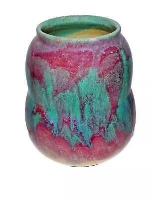 Buy Saunders Isle Of Wight Handcraft Pottery Vase 19.5cm Tall C.1930s In Red & Green • 19.99£